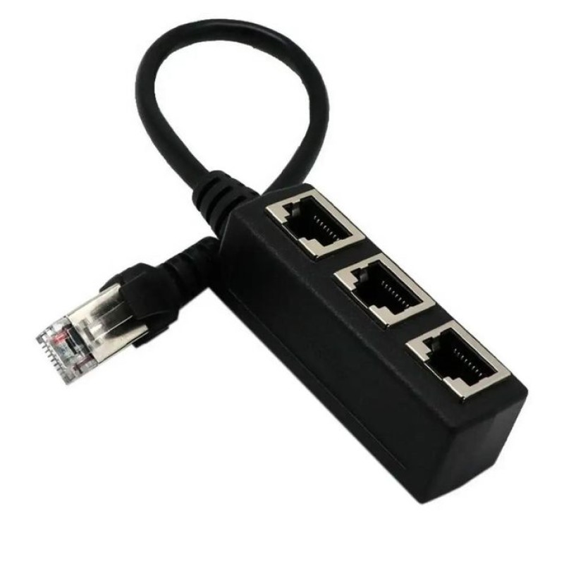 1 to 3 Port RJ45 Ethernet Splitter Connector - Network